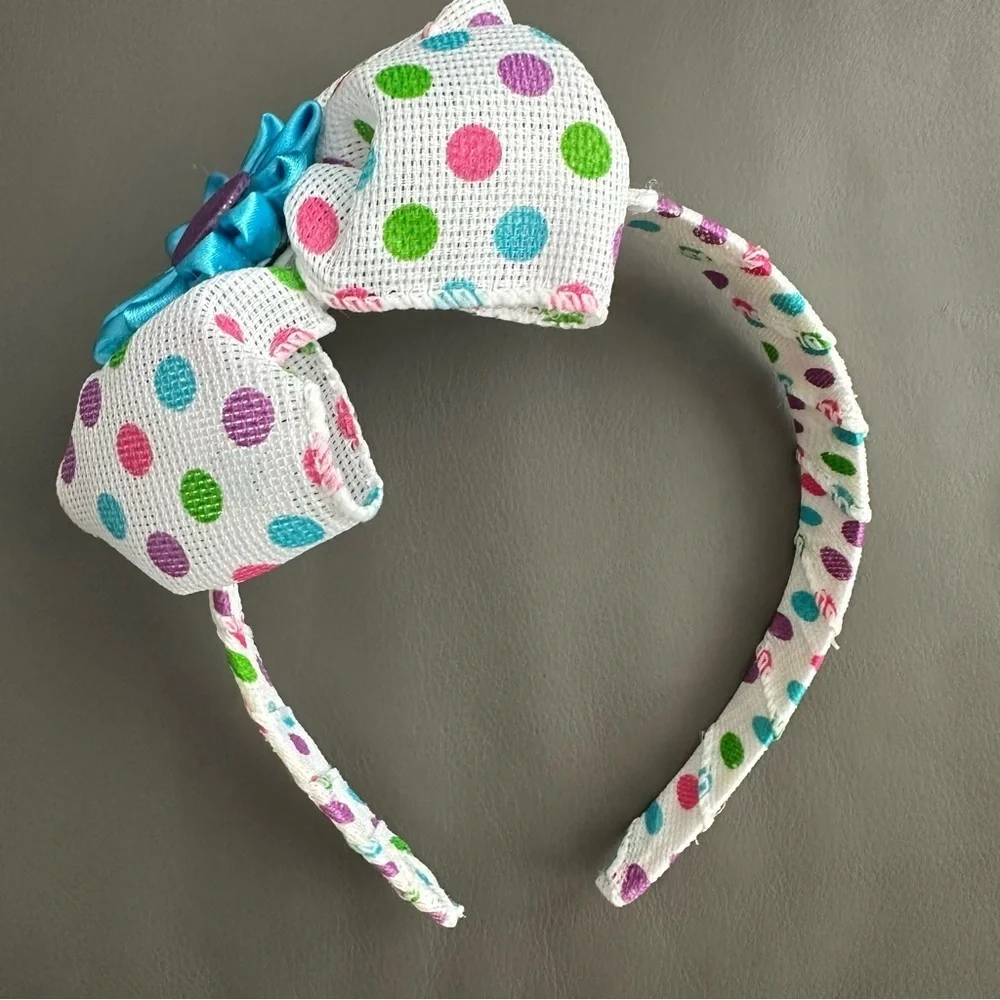 Handmade White/Multi Polka Dot Headband